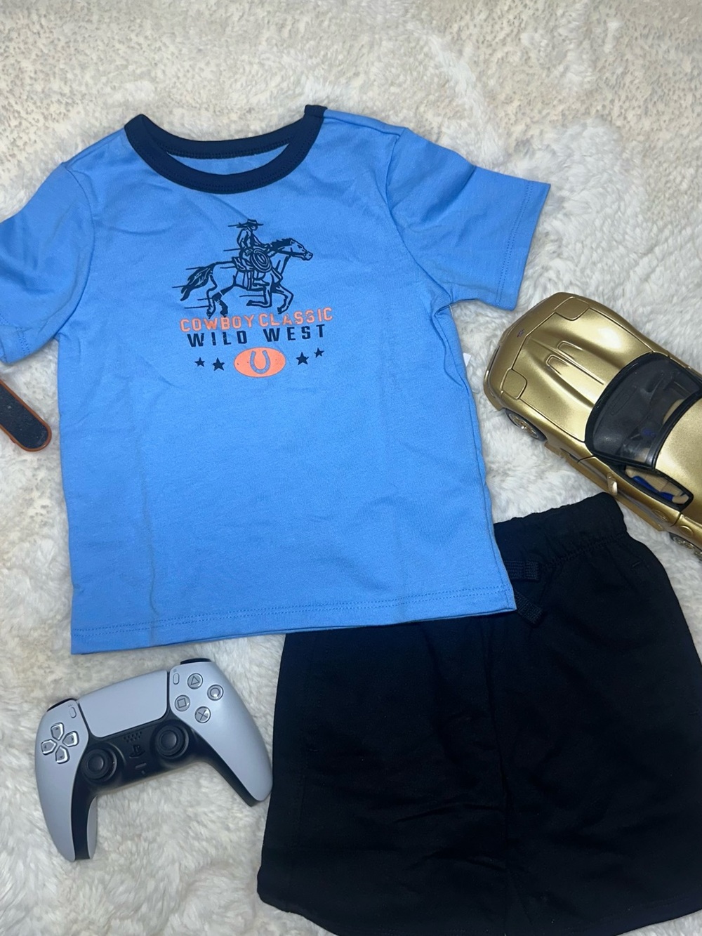 Kids' Wild West Cowboy Matching Set - Black/Blue